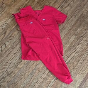 Red Scrub Set